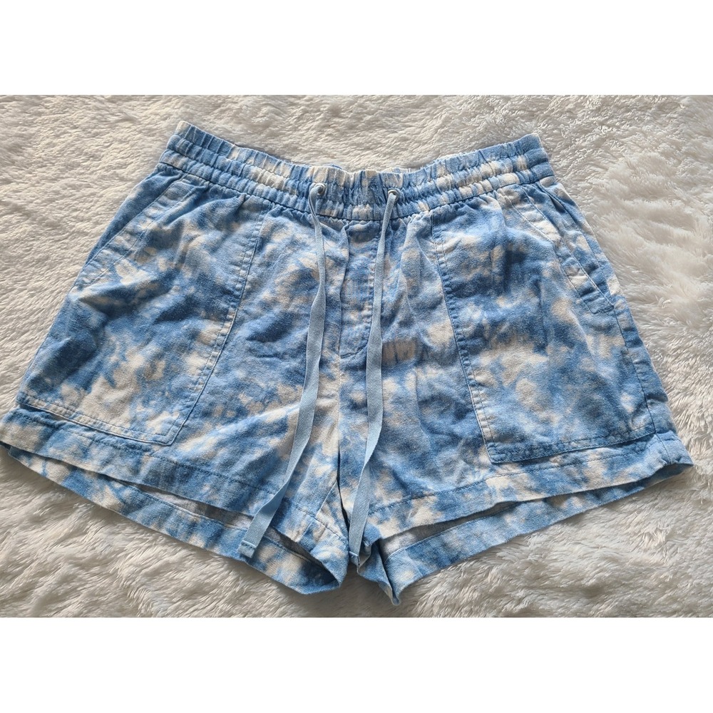 Gap Womens Blue Tie Dye Linen Blend Pull On Utility Shorts Small S/680107-07